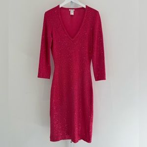 OSCAR DE LA RENTA PINK SEQUIN KNIT DRESS M NWOTS!